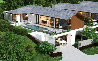 3pokojová vila s bazénem na svahu na Koh Samui (Lamai)